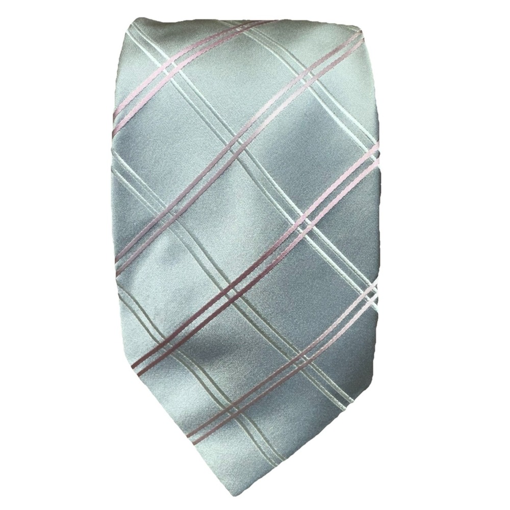 Donald J. Trump Signature Collection Silk Tie Beige Geometric Silver Pink shapes